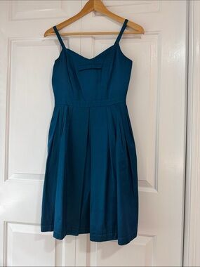 Classic Teal A-Line Dress with Spaghetti Straps
